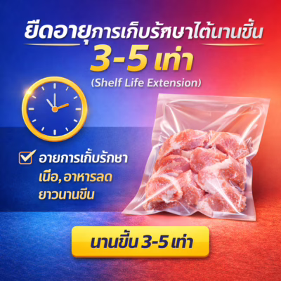 ยืดอายุการเก็บรักษาได้นานขึ้น 3-5 เท่า (Shelf Life Extension)
