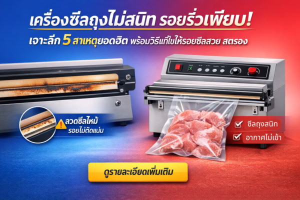 เครื่องซีลถุงไม่สนิท รอยรั่วเพียบ! เจาะลึก 5 สาเหตุยอดฮิต พร้อมวิธีแก้ไขให้รอยซีลสวย สตรอง