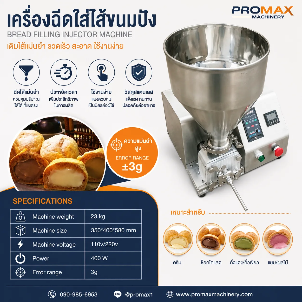 เครื่องฉีดใส้ กึ่งอัตโนมัติ